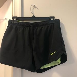 Nike DRI FIT black and lime green shorts small